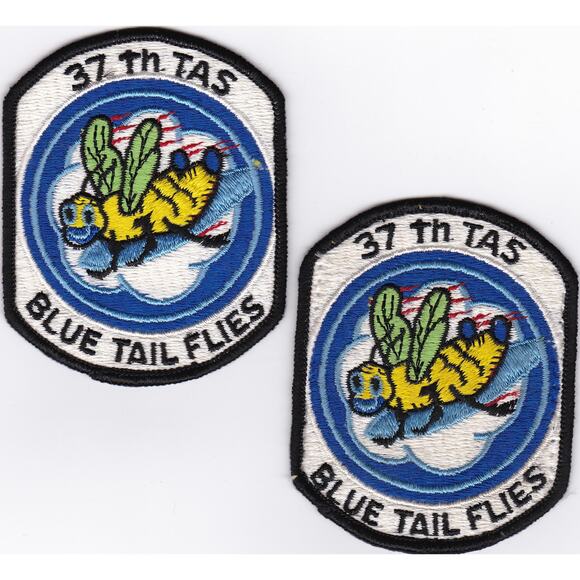 Set of 2 Vietnam ERA USAF Air Force 37th Blue Tail Flies Airlift (TAS) Patch - Picture 1 of 6